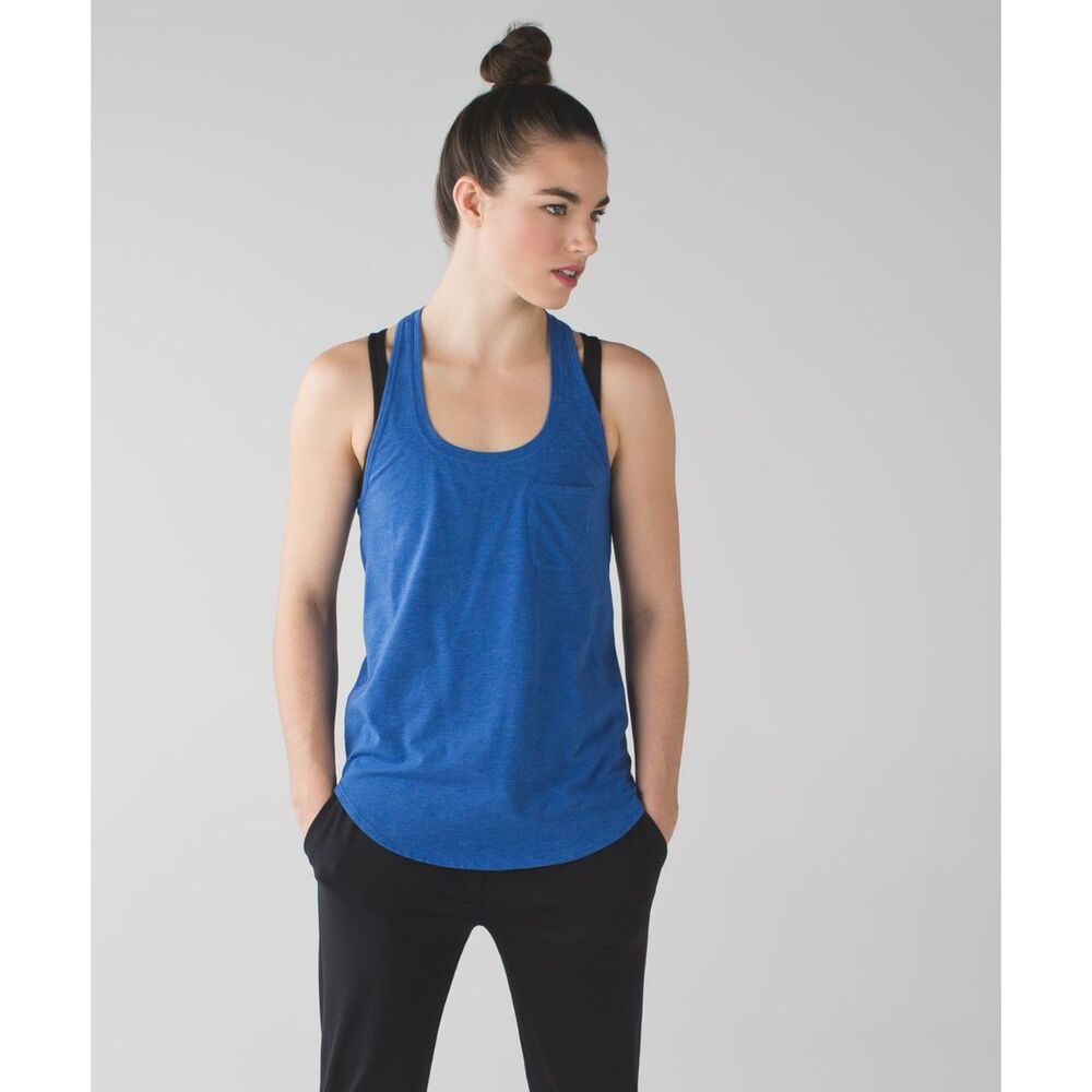lululemon Womens 4 Yogi Racer Back Blue Vintage VGUC Vintage Athleisure yoga